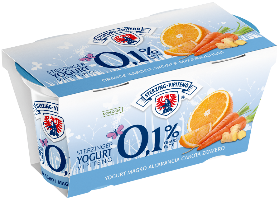 Yogurt Vipiteno magro 0,1% - 125gx2 - arancia/carota/zenzero