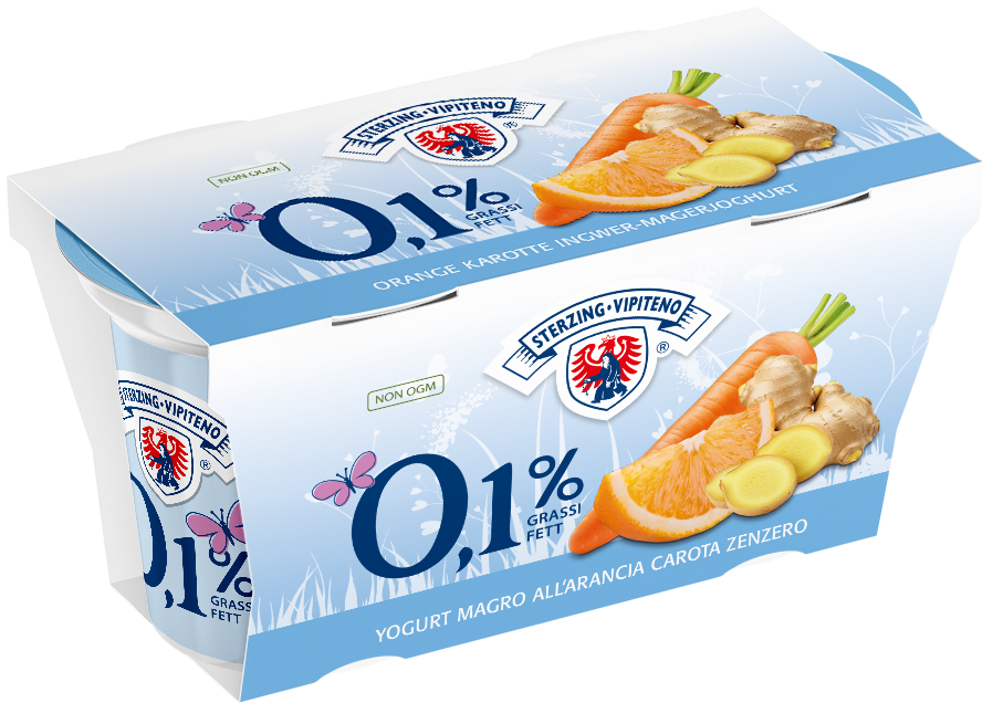 Conad Organic Whole Milk Yoghurt - 125g x 2 - orange/carrot/ginger