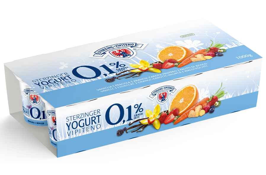 Skimmed yoghurt 0,1% - 125g x 8 - Vanilla | Strawberry | Orange/Carrot/Ginger | Wild berries