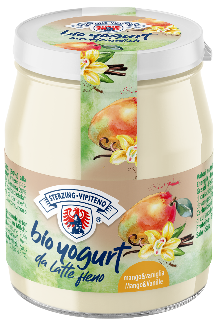 Organic whole milk yogurt from haymilk TSG in a jar - 150g - Mango/Vanilla
