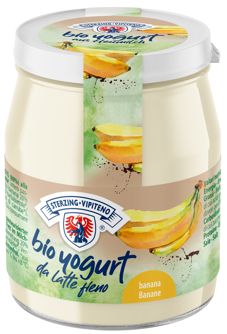 Organic whole milk yogurt from haymilk TSG in a jar - 150g - Banana