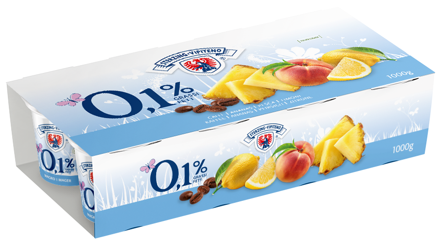 SKIMMED MILK YOGHURT 0,1% - 125G X 8 - COFFEE | PINEAPPLE | PEACH | LEMON – GLUTENFREE