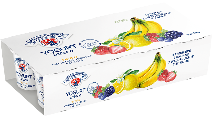 Yogurt intero - 125g x 8 - Limone | Fragola | Frutti di bosco | Banana