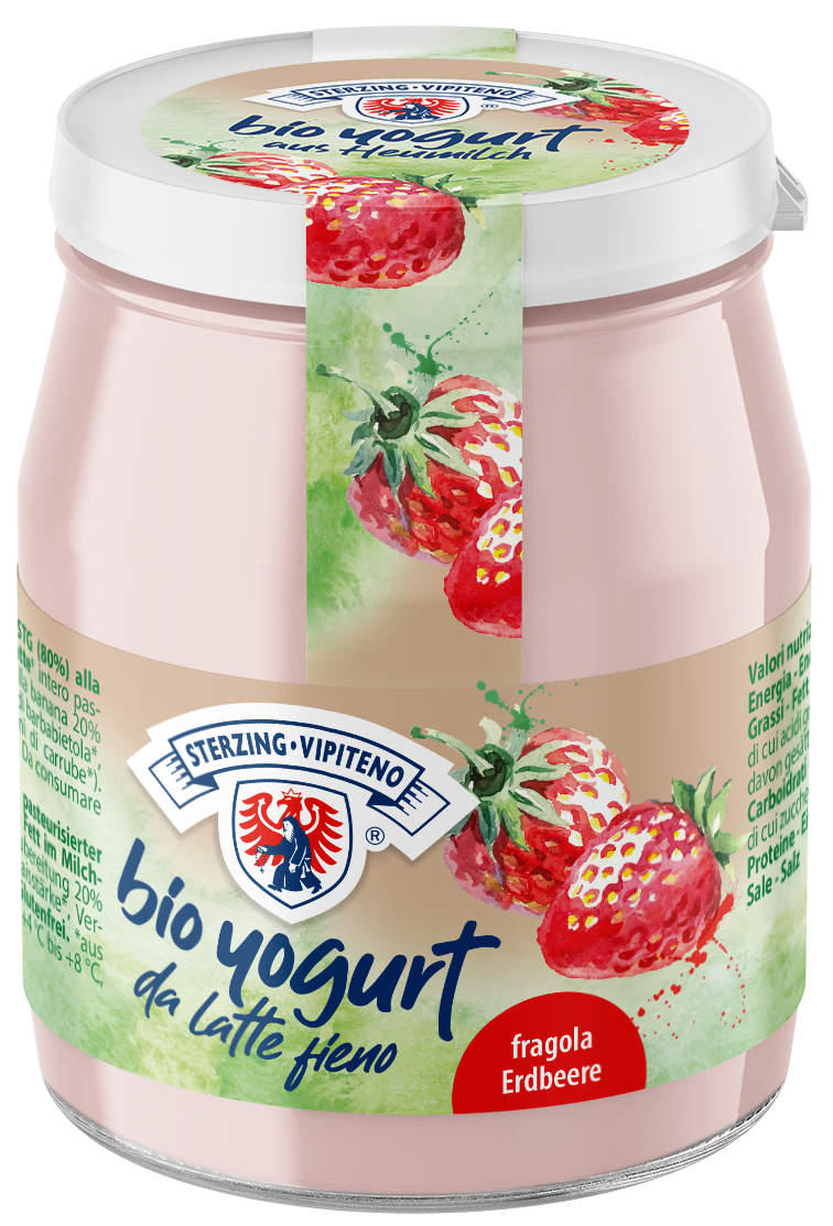 Organic whole milk yogurt from haymilk TSG in a jar - 150g - Strawberry