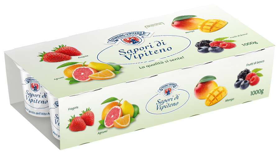 Whole Milk Yoghurt 'Sapori di Vipiteno' - 125g x 8 - Strawberry | mango | Wild berries | Citrus