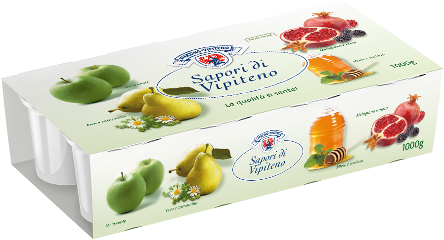 Yogurt Sapori di Vipiteno - 125g x 8 - Miele-Melissa | Pera-Camomilla | Mela verde | Melograno – Mora