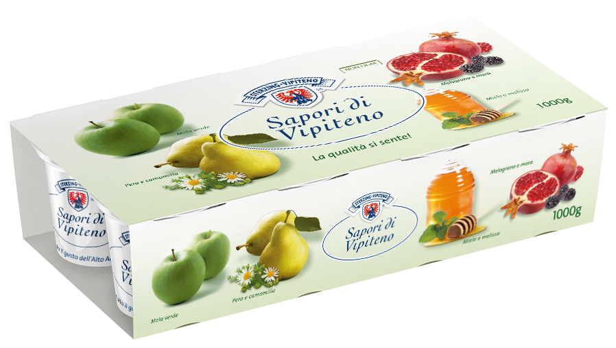 Yoghurt 'Sapori di Vipiteno' - 125g x 8 - Honey Melissa | Pear Camomile | Green Apple | Pomegranate – Blackberry