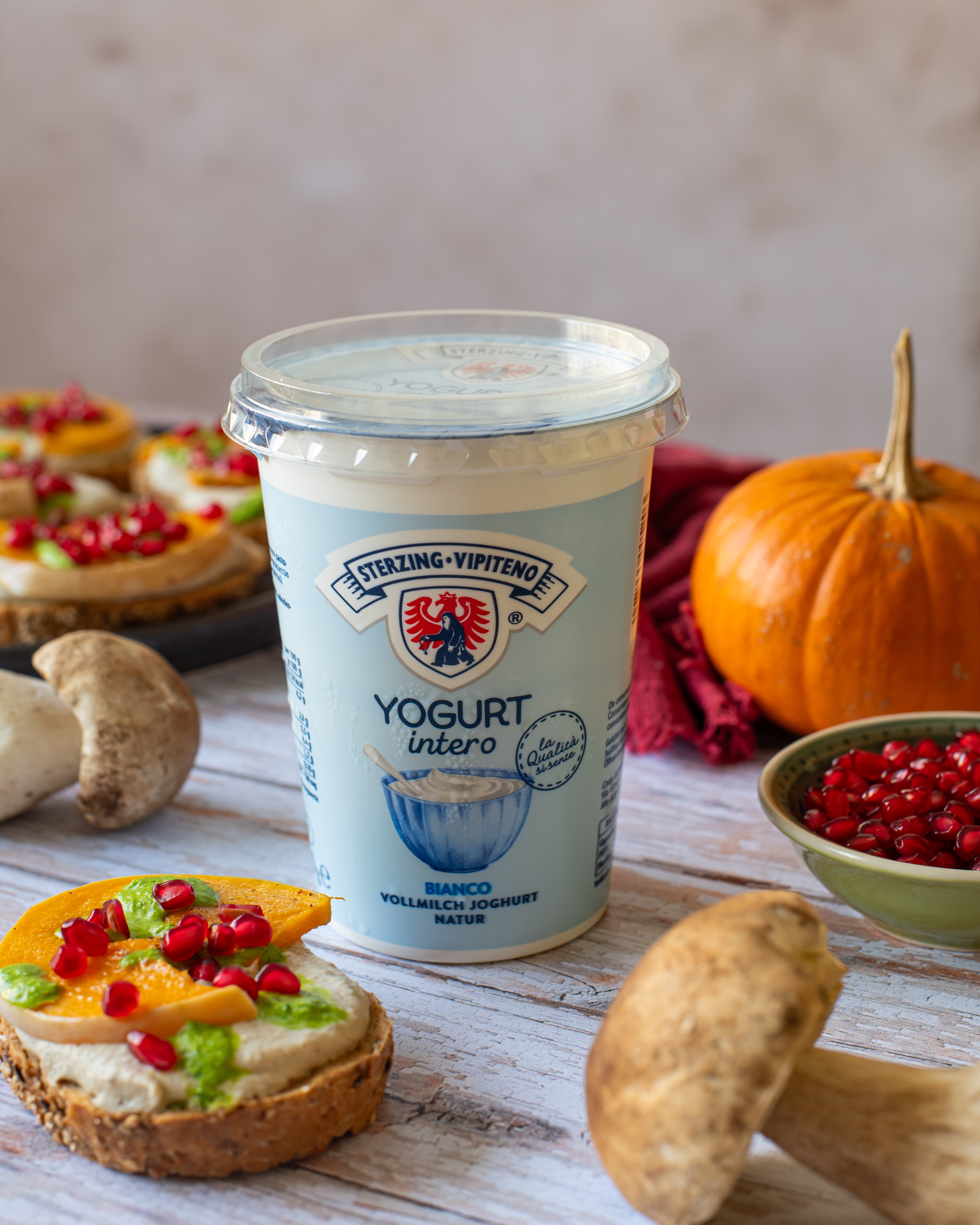 Crostoni with Mushroom Yogurt Sauce